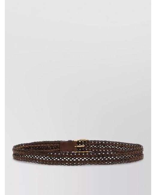 Brunello Cucinelli White Braided Calf Leather Belt Adjustable Design for men