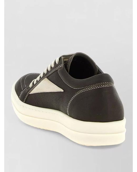 Rick Owens Metallic Leather Vintage Sneaks Lace-Up Sneakers