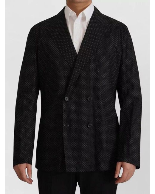 Dolce & Gabbana Black Cotton Polka-Dot Double-Breasted Blazer for men
