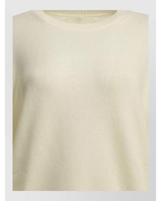Lisa Yang White Knit Top Long Sleeves Loose Fit Round Neck