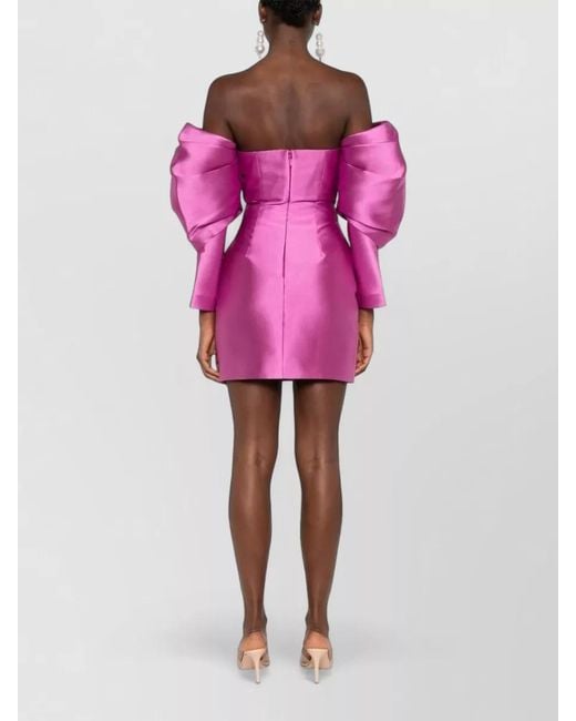 Solace London Pink Freja Off Shoulder Mini Dress Silhouette