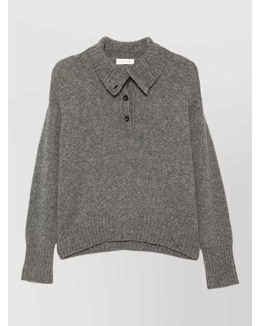 Roberto Collina Gray Ribbed Wool Camel Hair Long Sleeve Jumper