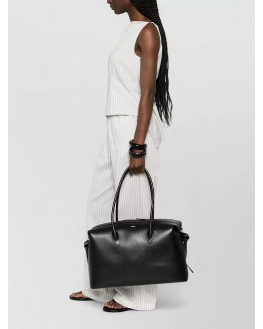Yuzefi Black Brioche Tote Bag Rectangular Shape Knot
