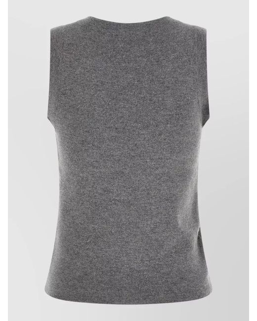 GIUSEPPE DI MORABITO Gray Virgin Wool Ribbed Draped Sleeveless Knitted Top