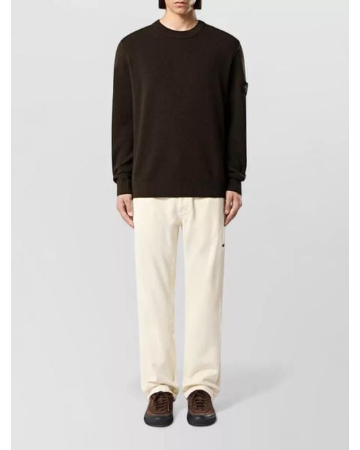 Stone Island Black Crew Neck Knitwear Long Sleeve Sweater for men