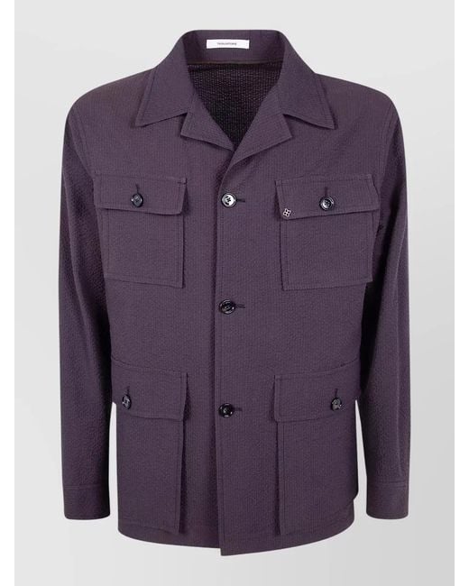 Tagliatore Purple Tempest Jacket Long Sleeves Collared Neck for men