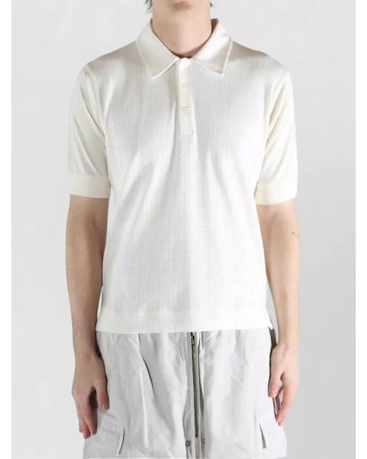 Dries Van Noten White Short Sleeves Polo Shirt Ribbed Cuffs for men