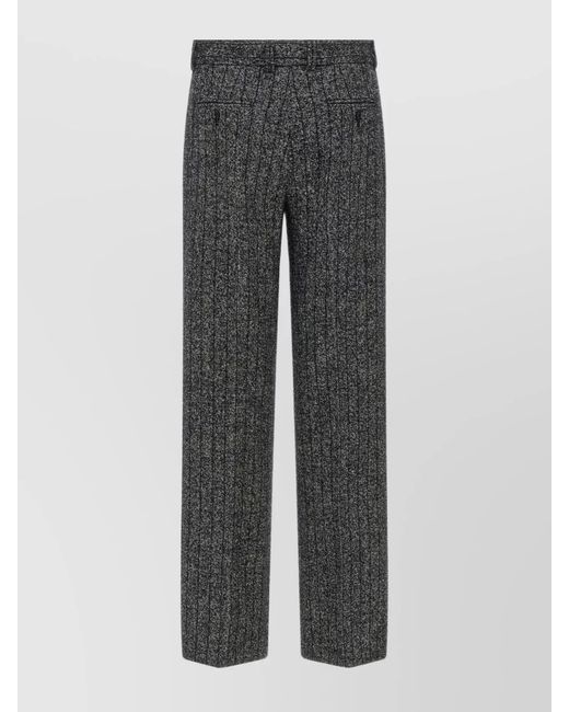 Dolce & Gabbana Gray Striped Straight-Leg Trousers
