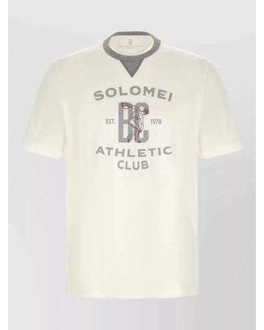 Brunello Cucinelli Natural Printed Cotton T-Shirt for men