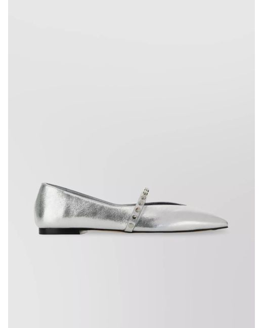 Alexander McQueen White Lace-Up Metallic Pointed Toe Studded Shoes