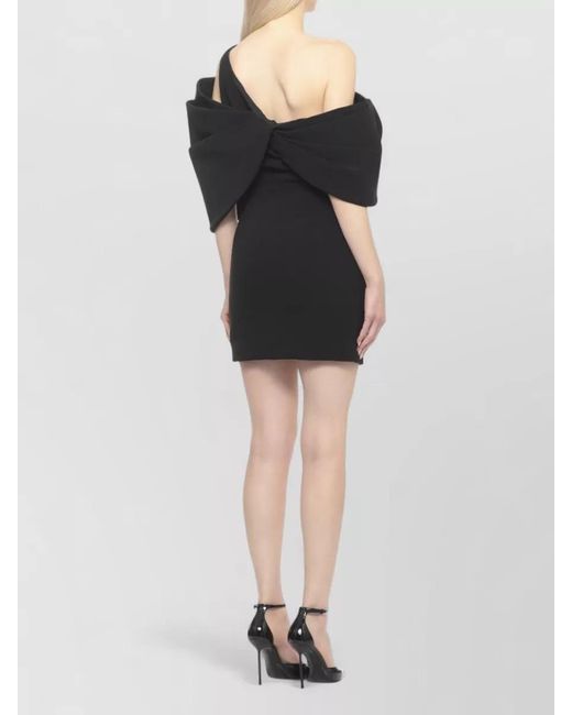 Solace London Black One Shoulder Draped Mini Dress Volant