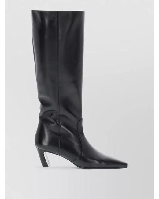 Stuart Weitzman Black Knee Length Block Heel Pointed Toe Boots
