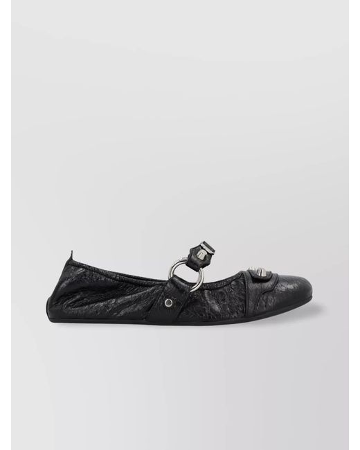 Balenciaga Black Leather Ballerina Flats