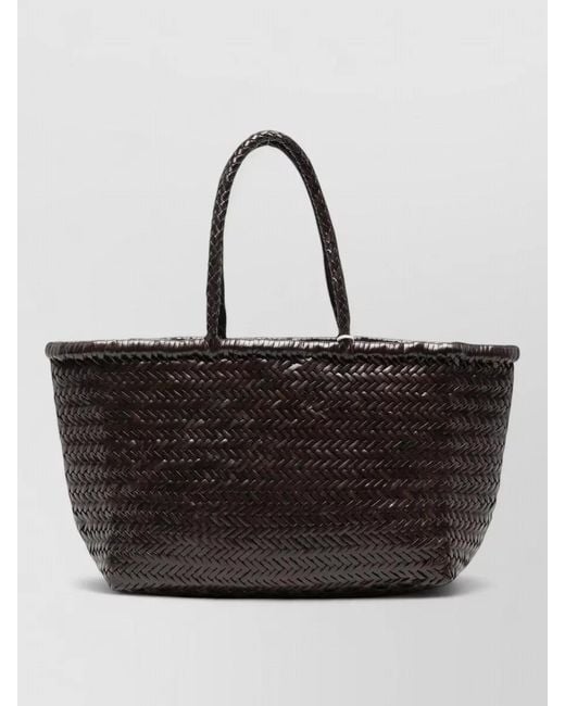 Dragon Diffusion Black Woven Beach Bag Tote Two Top Handles