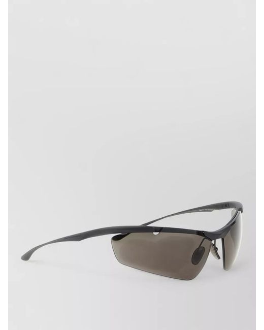Balenciaga Gray Boomerang Rimless Shield Sunglasses Dark Lenses for men