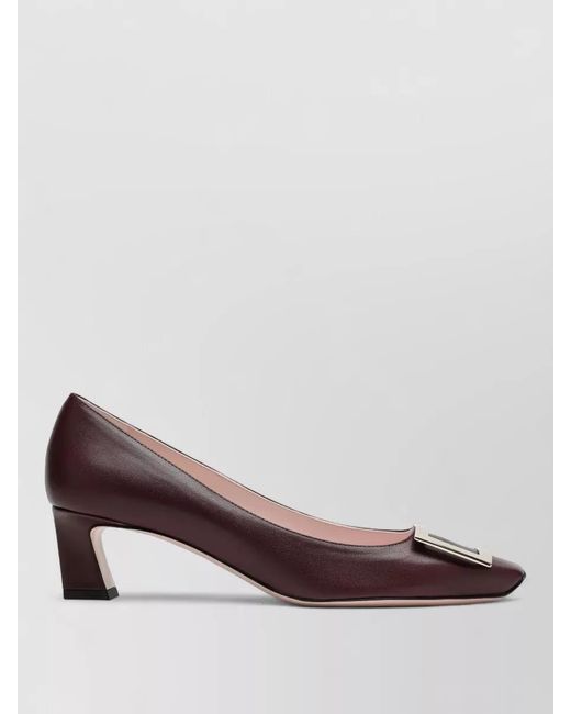 Roger Vivier Brown Pumps Shoes Square Buckle Signature Style