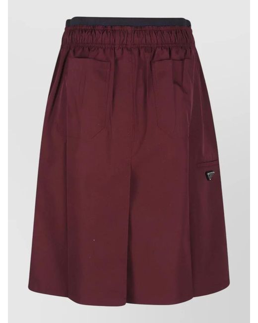 Prada Purple Poplin Skirt Featuring Back And Front Pockets