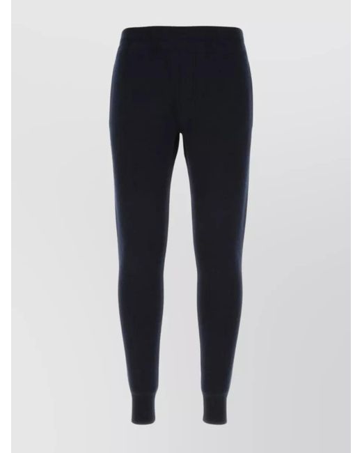 Prada Blue Cashmere Ribbed Cuff Track Pants for men