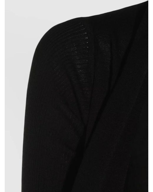 Rick Owens Black Long Shawl Cardigan Open Front Ribbed Knit