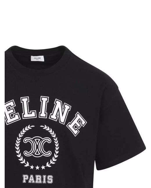 Céline Black Cotton Relaxed-Fit Graphic T-Shirt for men