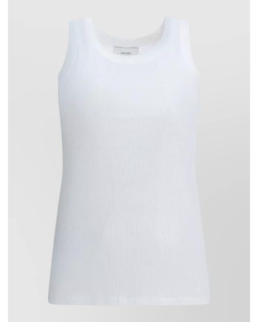 Loulou de Saison White Ribbed Scoop Neck Sleeveless Knit Top