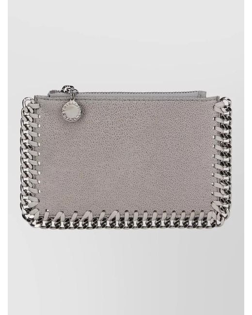 Stella McCartney Gray Falabella Chain Trim Cardholder Accessory