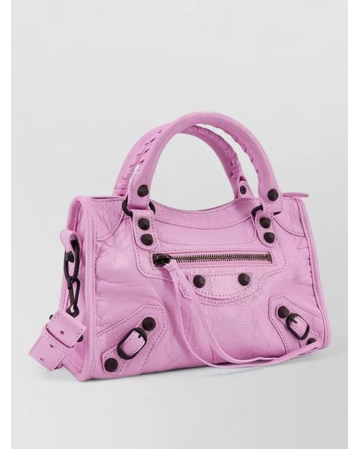 Balenciaga Pink Leather City Mini Crossbody Bag