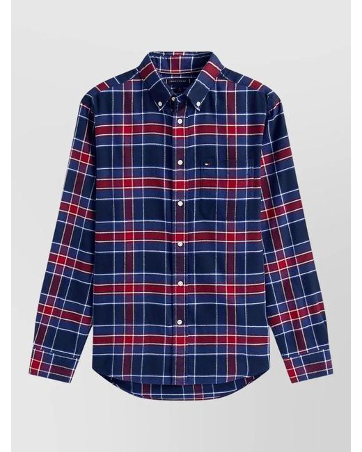 Tommy Hilfiger Blue Button-Down Collar Long Sleeve Shirt With Pocket for men