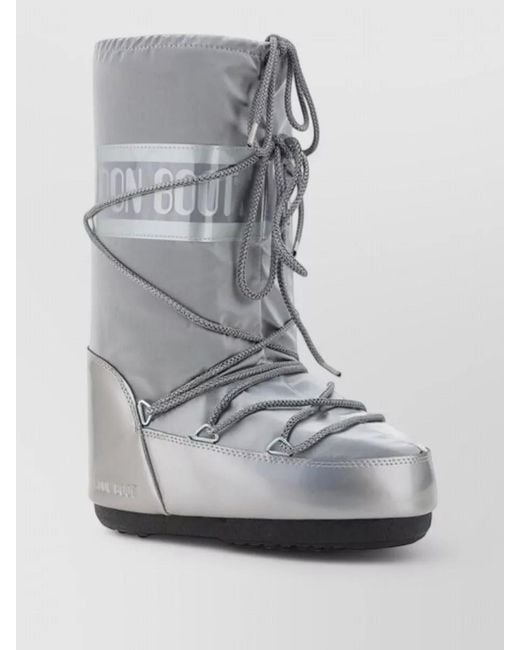 Moon Boot Gray Waterproof Padded Knee High Boots Platform Sole