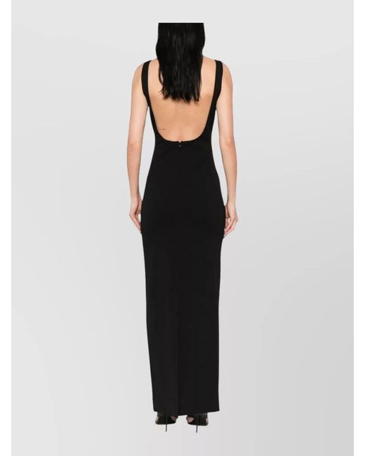 Solace London Black Aneila Backless Square Neck Maxi Dress