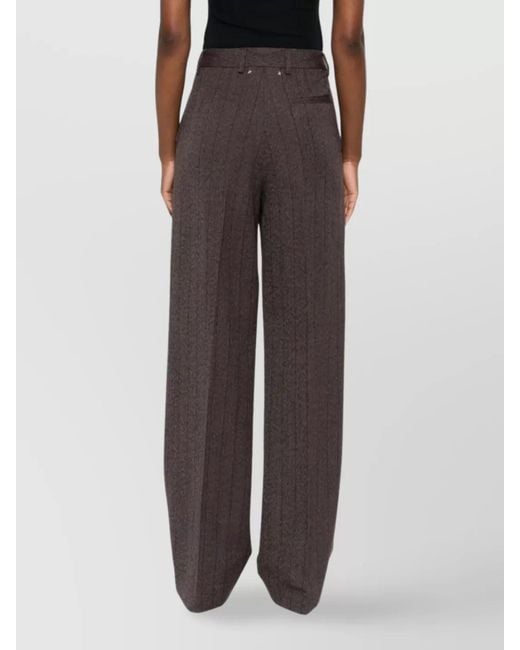 Golden Goose Deluxe Brand Gray Virgin Wool High-Rise Wide-Leg Pinstriped Trousers