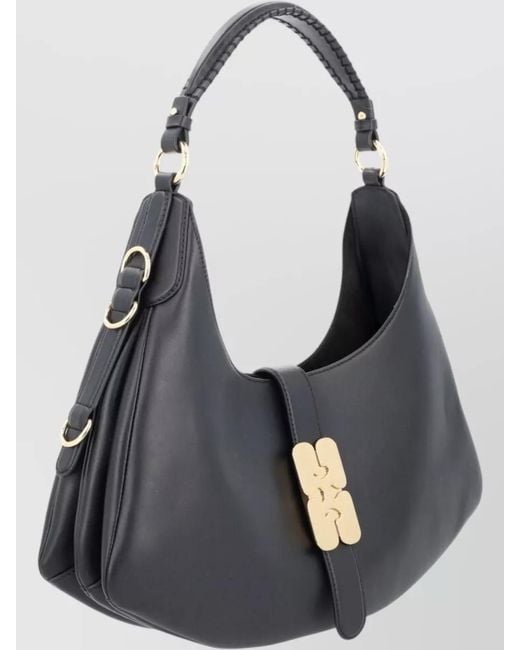 Ganni Black Kat Small Shoulder Bag Buckle Detail