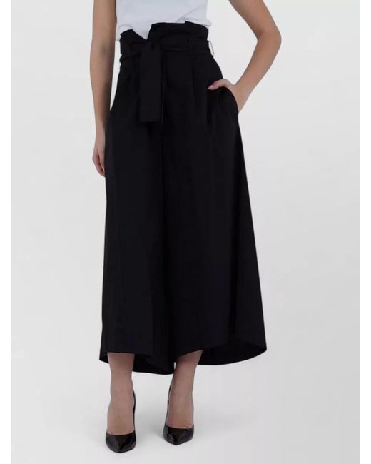 SIMONA CORSELLINI Black High Waist Ankle Length Belted Trousers