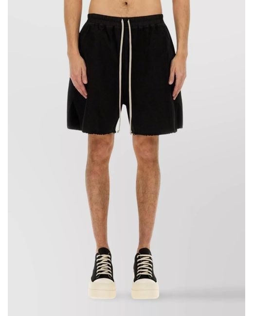 Rick Owens Black Cotton Drop-Crotch Shorts for men