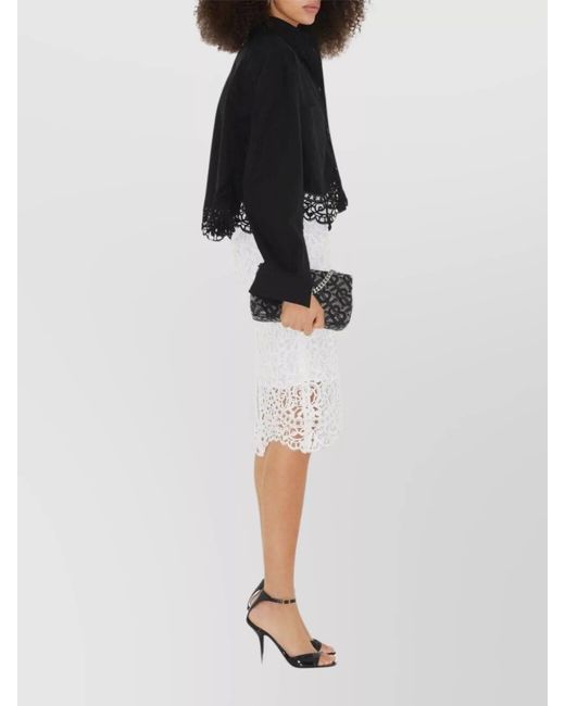 Burberry White Lace Floral-Appliqué Midi Pencil Skirt