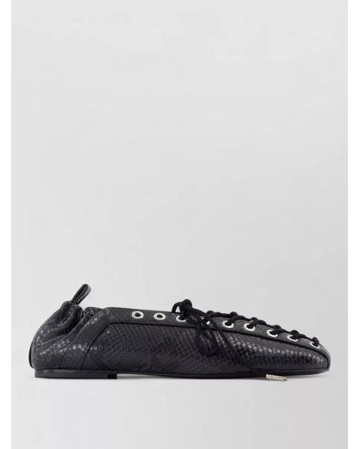 Ganni Black Lace Up Ballerinas
