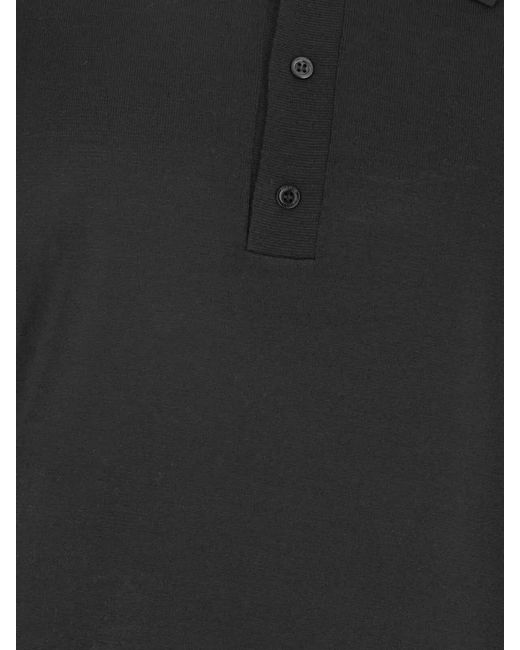 Valentino Garavani Gray Wool Polo Shirt Ribbed Cuffs Hem for men