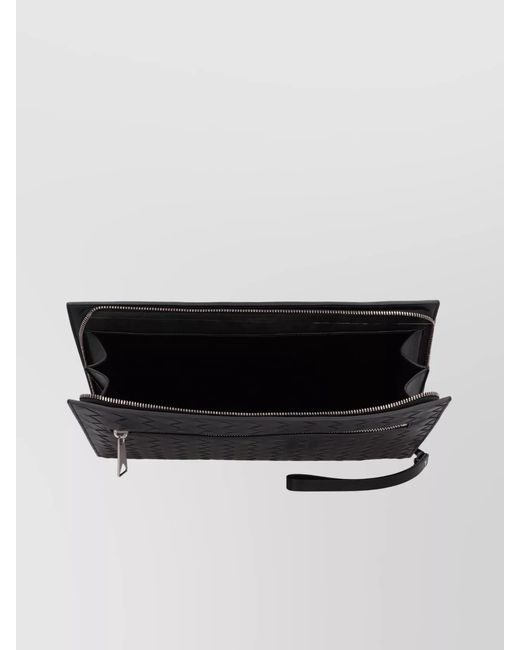 Bottega Veneta Black Leather Intrecciato Clutch Bag for men