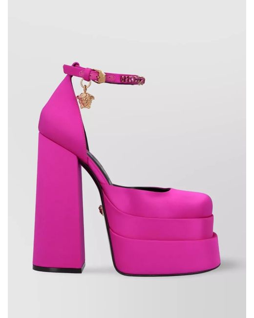 Versace Pink Satin Platform Pumps
