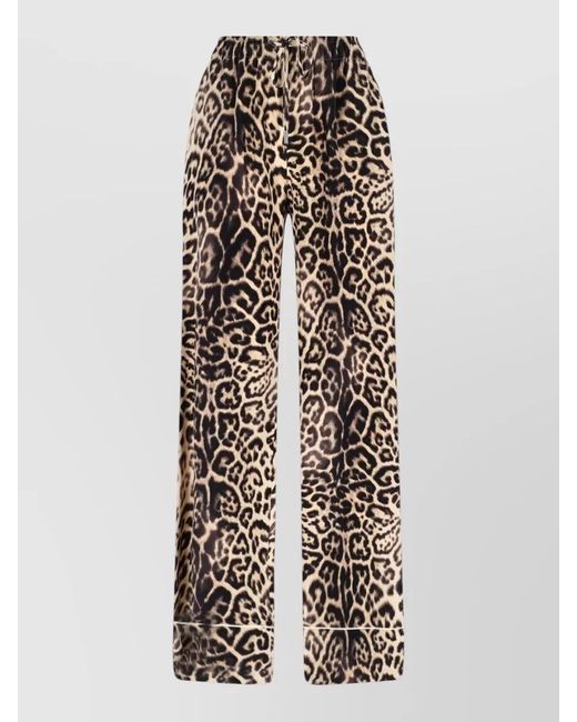 Ermanno Scervino White Animal Print Wide Leg Lightweight Trousers