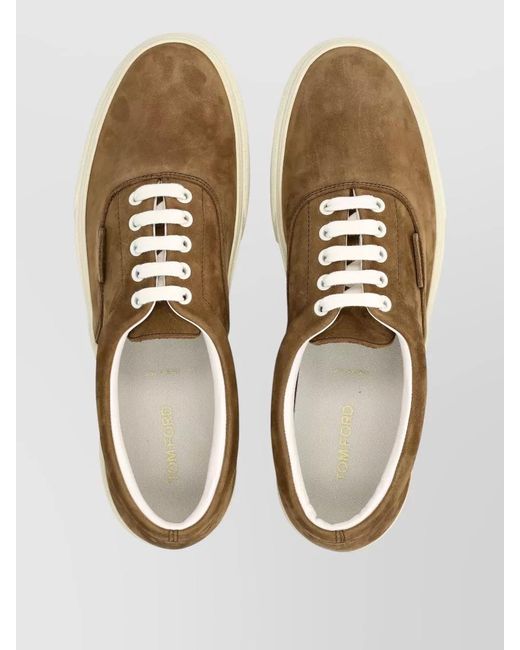 Tom Ford Brown Leather Low-Top Sneakers for men