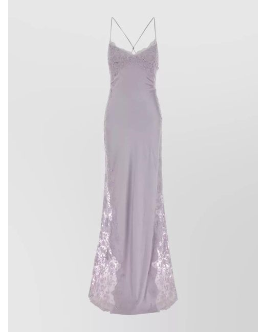 Ermanno Scervino Purple Satin Long Gown