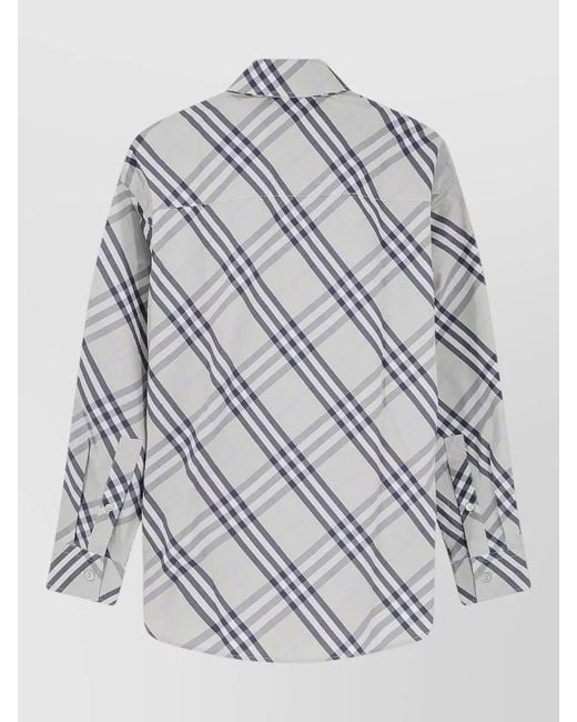 Burberry Gray Checked Cotton Long-Sleeve Shirt