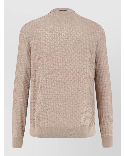 Boss Natural Silk Ribbed V-Neck Long-Sleeve Jumper for men