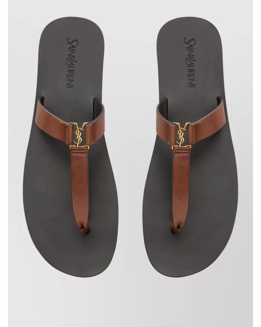 Saint Laurent Brown Babylone Flat Sole Thong Strap Sandals