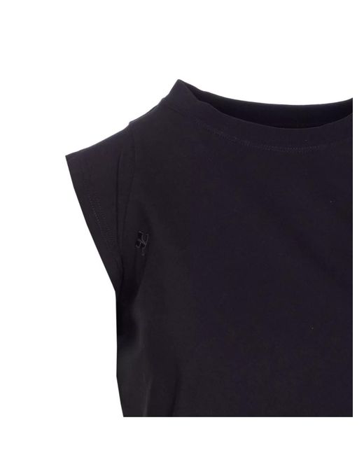 Courreges Blue Cotton Asymmetric Cutout T-Shirt