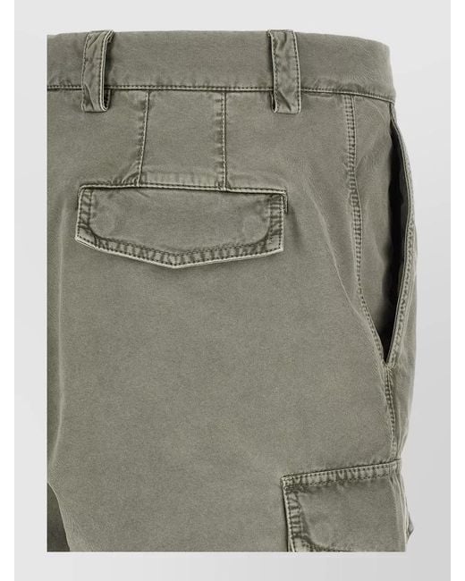 Brunello Cucinelli Gray Straight Leg Cargo Cotton Pants for men
