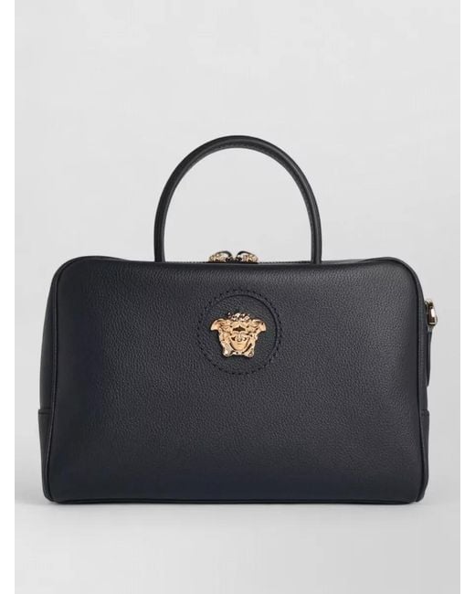 Versace Blue La Medusa Leather Crossbody Bag