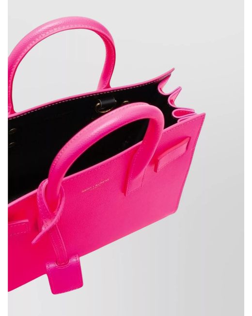 Saint Laurent Pink Sac De Jour Nano Leather Tote Bag