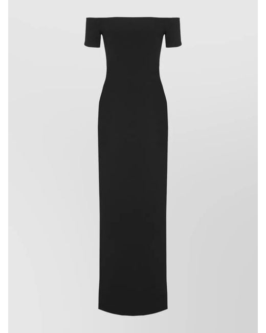 Solace London Black Off Shoulder Maxi Dress Fitted Silhouette